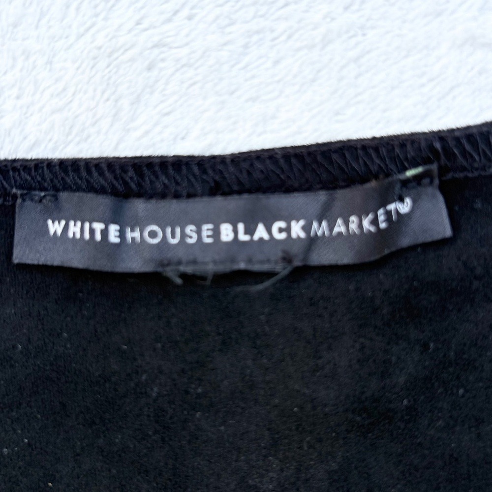 White House Black Market Black Poncho Shawl Wrap Cardigan O/S Fringe - Picture 8 of 12